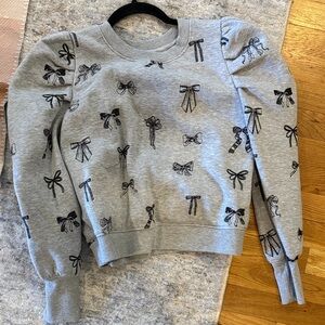 Anthropologie Maeve Gray Sweatshirt with Black Bow Design